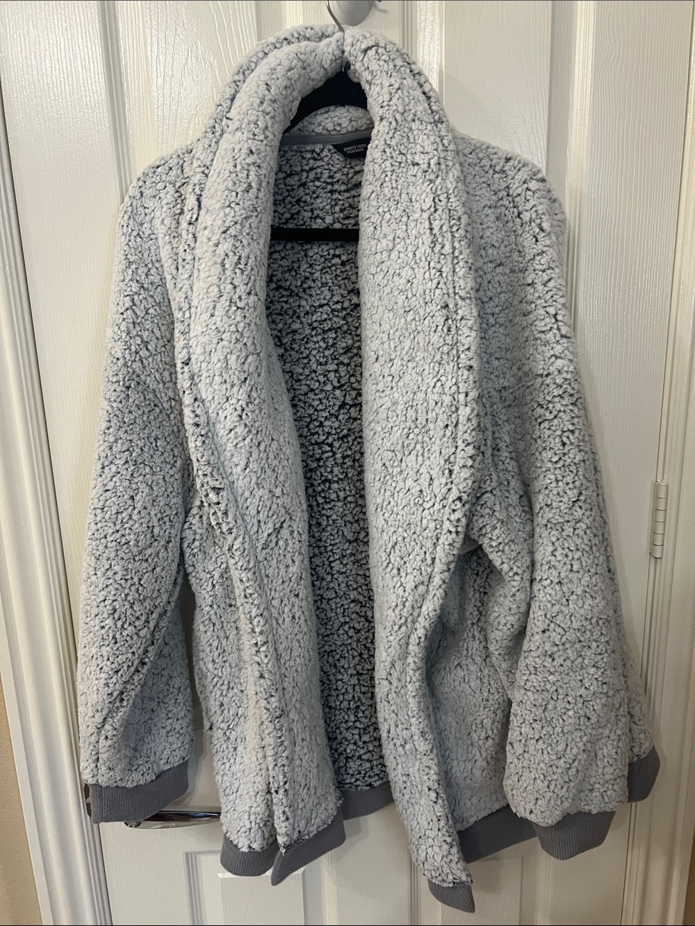 Simply Vera Vera Wang Light Gray Teddy Sherpa Open-Front Jacket NWOT